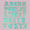 Miniatyrbillede 2 af 5: 26 stk. A-Z guldglitter kantbogstaver patches fuzzy broderede bogstav sy på patches til tøj, jakke, taske (lyseblå)