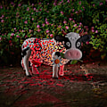 Miniatyrbillede 5 af 5: Solcellelampe LED Giraf Kylling Kobberfarvet Metaleffekt Have