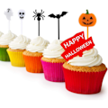 Miniatyrbilde 4 av 5: 100 stk cupcake-dekorasjoner i plast - gresskar, spøkelser, flaggermus, hodeskaller og edderkopper
