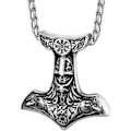 Miniatyrbillede 1 af 5: Charm Vedhæng Thor Hammer Mjølner Hammer, Nordisk Vikingeøkse med Spigkæde, Rustfrit Stål