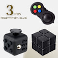 Pikkukuva 2 / 5: 3 kpl Fidget-lelupaketti äärimmäiseen stressinlievitykseen, Infinity Cube ja ohjain – täydellinen toimistolahja lapsille