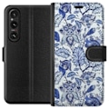 Miniatyrbillede 1 af 3: Sony Xperia 1 V Pung Etui Blomster Blå...