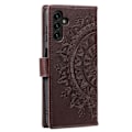 Miniatyrbild 5 av 5: Samsung Galaxy A35 5G Fodral Mandala Läder Brun