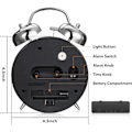 Miniatyrbild 4 av 5: Loud Alarm Clock for Heavy Sleepers Adults, Retro 4 Inch Silent Non-Ticking Quartz with Backlight, Twin Bell Analog Kids Alarm Clocks