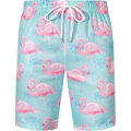 Pikkukuva 3 / 5: Havaijipaita ja shortsit miehille, normaali istuvuus, lyhythihainen, rento, funky ranta-flamingo-paitasetti M