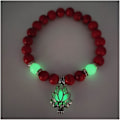 Miniatyrbillede 1 af 5: Angst og stress armbånd, glødende i mørket lotus yoga helbredende sten armbånd, lysende glødende i mørket måne lotus blomst formet charm armbånd(f)