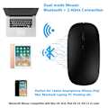 Miniatyrbillede 3 af 5: Bluetooth-mus - Genopladelig trådløs mus til tablet, mobiltelefon, smartphone, bærbar computer, pc, computer, stationær Android-ledning (sort)