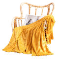 Miniatyrbilde 1 av 4: Fleecepledd 127x152 cm for sofa, seng, supermykt og koselig plysjmikrofiber-flanellpledd med 3D-striper, lettvektig for yellow