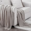 Miniatyrbillede 3 af 5: Plaid Tekstureret Ensfarvet Blød Sofa Dekorativ Strikket Tæppe, 127 cm x 152 cm khaki