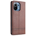 Pikkukuva 3 / 5: Xiaomi Mi 11 - AZNS Nahkainen Flip Kotelo - Ruskea Brown Ruskea
