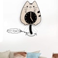 Miniatyrbild 5 av 5: Cat Clocks with Swinging Tail and Eyes Wooden Cartoon Clock Creative Silent Swinging Wall Clock with Cat Wagging Tail