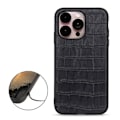 Miniatyrbillede 2 af 4: iPhone 14 Pro Max Cover Ægte Læder Krokodille Tekstur Sort