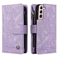 Miniatyrbillede 2 af 5: Etui til Samsung Galaxy S22 5G Læder Flip Case Med Kortholder Penge Lomme Magnetiske Knapper Stativ Stødsikker Lilla A