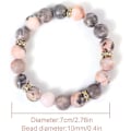 Miniatyrbillede 2 af 5: Angst armbånd til kvinder, frostet rosa zebra natursten håndlavet elastisk krystalperle beroligende helbredende armbånd med 5 gyldne glitter