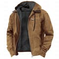 Herr casual bomullsjacka med huva och fleecejacka, kamel camel 4XL
