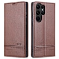 Miniatyrbillede 1 af 5: AZNS Samsung Galaxy S23 Ultra Flip Læder Etui Brun