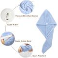 Miniatyrbillede 5 af 5: Mikrofiber Håndklæde til Hår, Super Absorberende Hår Turbaner til Vådt Hår Anti Frizz Hoved Håndklæder Wrap Tørring Håndklæder med Knap til Langt（2stk