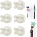 Silicone Toothbrush Holder 6 Pcs Multifunction Hook Razor Holder Waterproof Self-Adhesive Wall Mounted Single Hook for Wall or Glass for Hanging White
