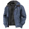 Herr casual bomullsjacka med huva och fleecejacka, marinblå navy blue XL