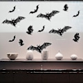 Miniatyrbilde 2 av 3: Halloween flaggermus edderkopp flyttbar vindus klistremerke vegg klistremerke hjem temafestdekor