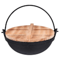 Pikkukuva 1 / 4: 1 Sarja Ulkokäyttöön Tarkoitettu Valurautapata Camping Riippuva Keittoastia Kattila Kannella Musta 19.5X19.5X6.5CM Musta 19.5X19.5X6.5CM