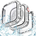 Pikkukuva 1 / 4: Goton 2-in-1 vedenpitävä Bling-kotelo Apple Watch 40 mm näytönsuojalle SE (2. sukupolvi) Series 6 5 4, täysi Glitter Diamond Rhinestone Bumper Fac...