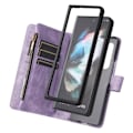 Pikkukuva 4 / 5: Kotelo Samsung Galaxy Z Fold 3 5g Nahkainen Flip-kotelo Korttipidikkeellä Rahatasku Magneettinapit Kotelo Jalusta Shoc Lila A