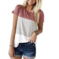 Miniatyrbilde 1 av 3: Rund Hals Triple Color Block Stripe T-skjorte