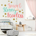 Miniatyrbilde 5 av 5: Inspirerende sitater veggklistremerker, smarte, sterke, fryktløse, fargerike veggklistremerker for jenters soverom