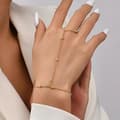 Ringarmbånd Håndkæde Armbånd (Guld) til Kvinder Håndperlede Fingerkæder Armbånd Ringarmbånd