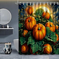 Miniatyrbillede 4 af 4: Efterårsbruseforhæng til badeværelse, efterårspumpe høst bondegård Thanksgiving Halloween stof bruseforhæng med krogsæt 120*180cm