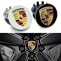 Miniatyrbillede 1 af 5: 4-pak - Porsche Centerkapsler / Hjulkapselmærker - Bil 95 75 mm Sort