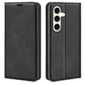 Retro-læder Magnetisk Suge Læder Telefoncover Sort Black For Samsung Galaxy S24+ 5G