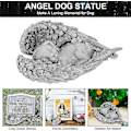 Miniatyrbilde 3 av 4: Minnestein for kjæledyr - Resin engelstatue for gravmarkør, minnegavekjæledyr, sovende hundeminnesmerke for kjære kjæledyr i grått