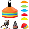 Miniatyrbillede 1 af 5: Markeringskegler, 50 kegler til kontratræning i fodbold, hockey, håndbold eller koordinationshjælpemidler, leveres med stativ, netpose