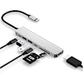 Miniatyrbillede 1 af 5: Usb C Hub-dongle, 6 i 1 Usb C til Hdmi Multiport Adapter Sd-kortlæser