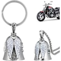 Miniatyrbillede 1 af 5: 2 stk. Guardian Bell Nøglering Motorcykel, Skytsengel med Hængende Ring og Kæde, Beskyttelsesklokke til Cykler, Biler, Motorcykler, El-køretøjer
