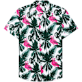 Pikkukuva 2 / 5: Havaijipaita ja shortsit miehille, normaali istuvuus, lyhythihainen, rento, funky ranta-flamingo-paitasetti XL