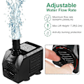 Miniatyrbild 2 av 4: Fontänpump 150 gph (8 W 600 L/h) Dricksvattenpump Tyst Liten fontänpump för översvämningsområden med 1 m rörledning (ID x 1/2 tum)