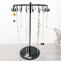 Miniatyrbillede 5 af 5: Roterende halskædeholder Smykke Organizer Display Stand 14-tommer med 23 åg Sort, kort-sort, 8,27*5,9*13,8 tommer (HS01)