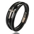 Flettede læderarmbånd med magnetisk lukning til mænd[CO]