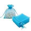 Miniatyrbilde 2 av 4: Pakke med 100 stk smykkeposer med snøring, turkisblå, 7*9 cm, små nettposer, godteposer, mini-sachet for små julegaver, smykker