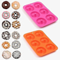 Miniatyrbillede 3 af 5: Silikone Donutform, 6 Huller Non-stick Silikone Donutform Til Donuts, Bagels - Sæt Med 4