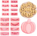 Halloween kakformset, PP-plast pumpa ansiktsformar med 8 ögon- och 8 munformer, för kakor och Halloweenfester, rosa