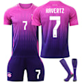 Miniatyrbillede 1 af 2: UEFA Euro 2024 Tyskland Udebanetrøje Børn Fodboldtrøje Med Strømper NO.7 HAVERTZ NO.7 HAVERTZ L