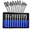 Miniatyrbild 2 av 3: Pro10pc 1/8\" Skaft Wolframkarbid Fräs Skärare Rotary Borrar Com Avfasning Hss Stål Kon Borr Set Diamant Borr