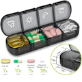 Miniatyrbillede 5 af 5: Dosett 7-dages Bærbar 28 Rum Daglig Pilleæske Medicinorganisator Sort