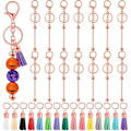 Miniatyrbild 2 av 5: 15 st Beadable Keychain Bar Metall Blank Keychain Med 15 st Läder För Diy Bead Keychain Supplie