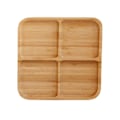 Miniatyrbillede 1 af 2: 4-Rillers Bambusfadbakke Snackbakke Frugtbrødserveringsfad - Størrelse S20x20x2cm 20x20x2cm