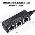 Pikkukuva 1 / 2: Ethernet-kaapeliadapteri, jakausadapteri Ethernet-jatkokaapelille 1 uros - 3 naarasporttia jakajalla ja siirtokytkimellä